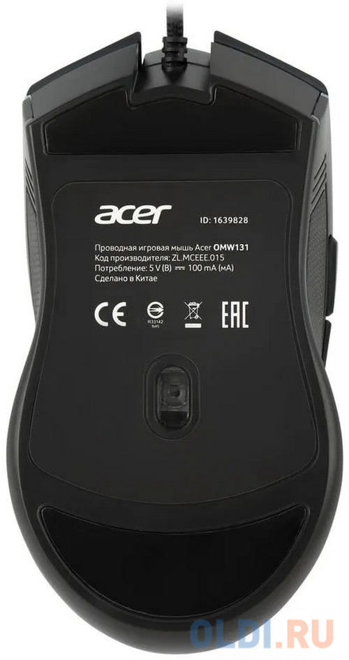 Мышь проводная Acer OMW131 чёрный USB