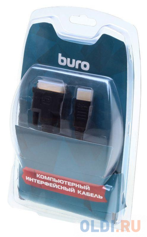 Кабель аудио-видео Buro HDMI (m)/DVI-D (Dual Link) (m) 1.8м. Позолоченные контакты черный (BHP RET HDMI_DVI18) в Москвe