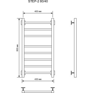 Полотенцесушитель электрический Ника Step-2 40х80 левый, черный матовый (STEP-2 80/40 черн мат лев)