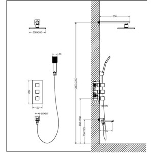 Душевая система Timo Tetra-thermo с термостатом, хром (SX-0199/00SM) в Москвe