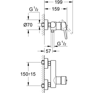 Смеситель для душа Grohe Concetto с душевым гарнитуром, хром (32210001, 27853001)