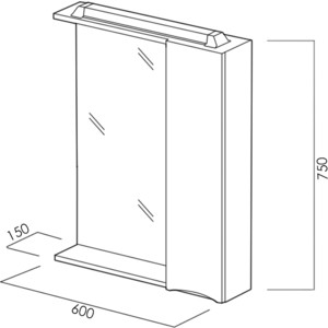 Зеркальный шкаф BelBagno Marino правый, белый (MARINO-SPC-600/750-1A-BL-P-R) в Москвe