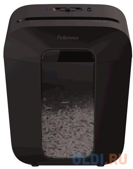 Шредер Fellowes PowerShred LX50 черный (секр.P-4)/перекрестный/9лист./17лтр./скрепки/скобы/пл.карты