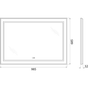 Зеркало BelBagno Spc-Kraft 100х70 с подсветкой, сенсор, подогрев (SPC-KRAFT-985-685-TCH-WARM)