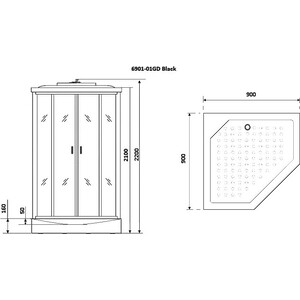 Душевая кабина Niagara NG-6901-01GD BLACK 90х90х220