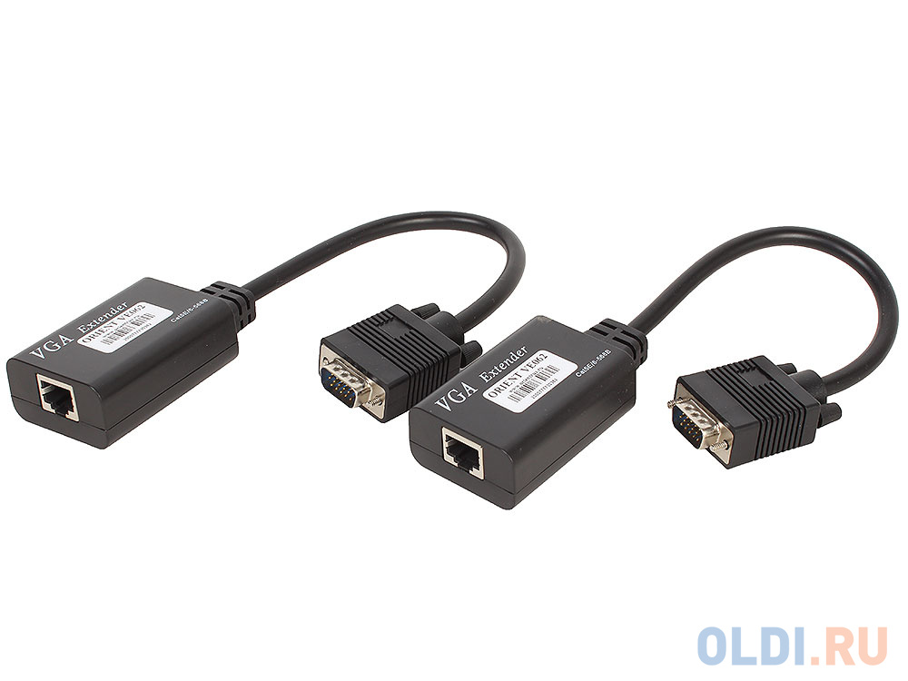 VGA extender Orient VE062, удлинитель до 60 м по витой паре, Full HD 1080p (1920x1080), подключается 1 кабель UTP Cat5e/6, не требуется внешнее питани в Москвe