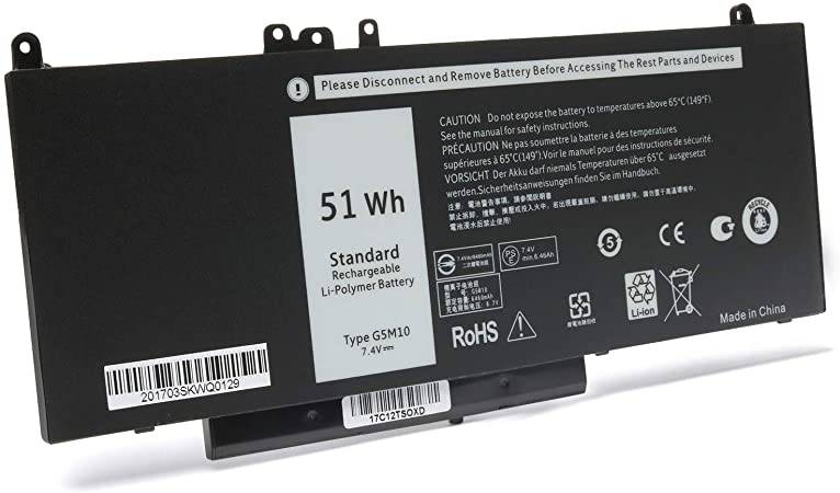Аккумуляторная батарея Dell G5M10 оригинальная для Dell, 7.4V, 51 Wh, черный, техническая упаковка (G5M10-SP)