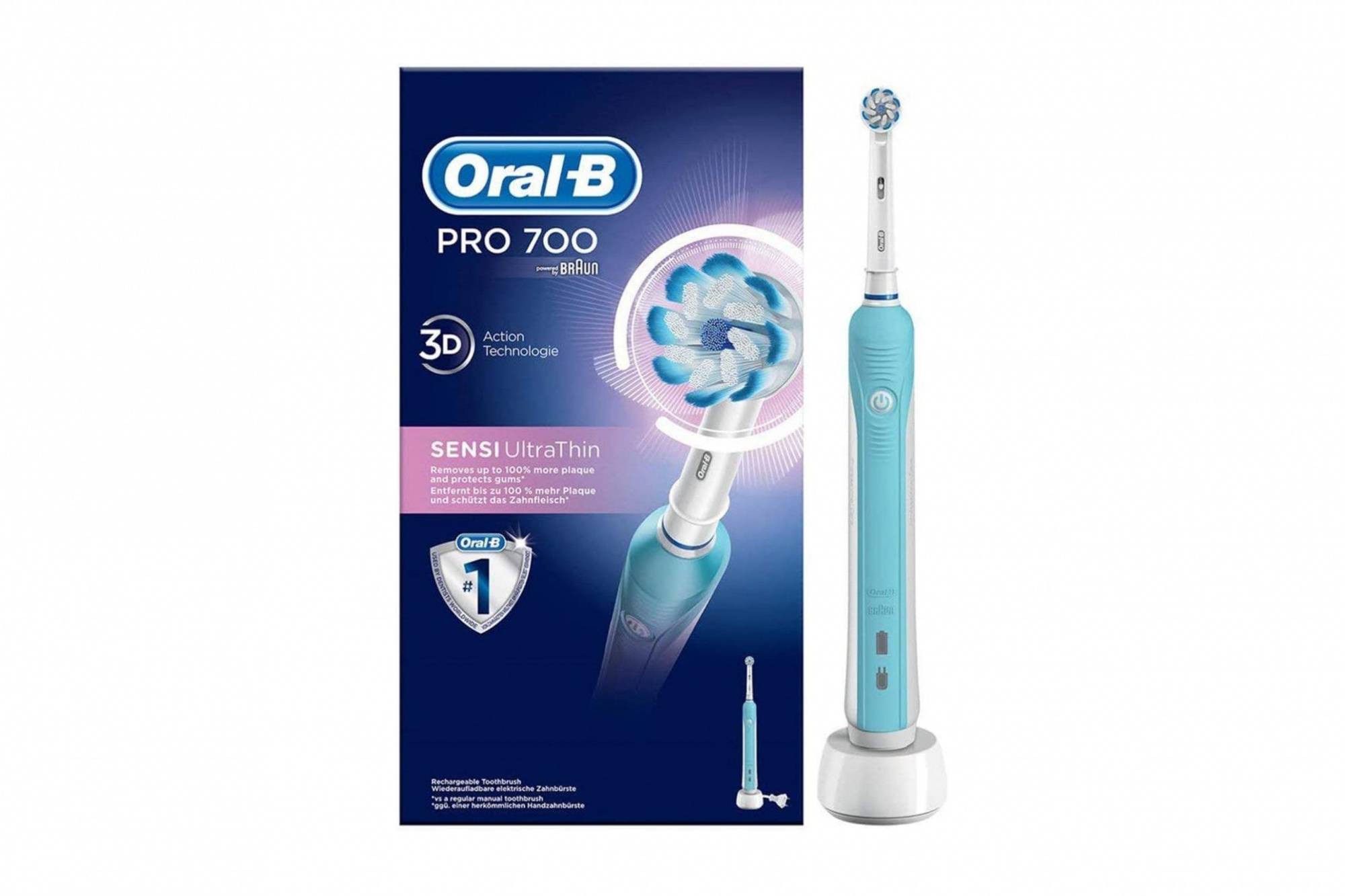 Электрическая зубная щетка Oral-B Pro 700 Sensi Clean голубой/белый