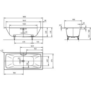 Стальная ванна Kaldewei Cayono Duo 725 Easy-Clean 180x80 см (272500013001)