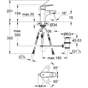 Смеситель для раковины Grohe Europlus 2 с выдвижным изливом (33155002)