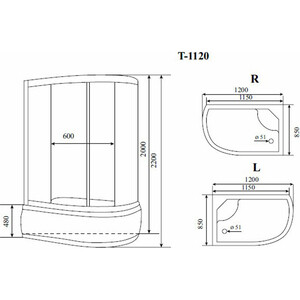 Душевая кабина Timo Standart 120х85х220 левая, стекло прозрачное (T-1120 L)