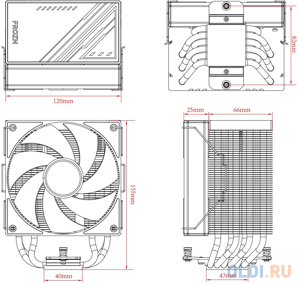 Cooler ID-Cooling FROZN A610 BLACK (LGA20XX/1700/1200/115X/AM5/AM4  TDP 260W, PWM, черный, 6 тепл.трубок + медная база, FAN 120mm)} RET в Москвe