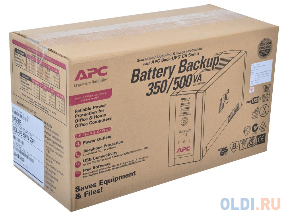 ИБП APC BK500EI Back-UPS CS 500VA/300W