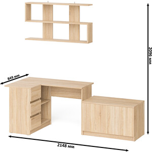 Стол компьютерный СВК Мори МС-16 левый + Тумба МА900.1 + Полка 1200, цвет дуб сонома (1027355) в Москвe