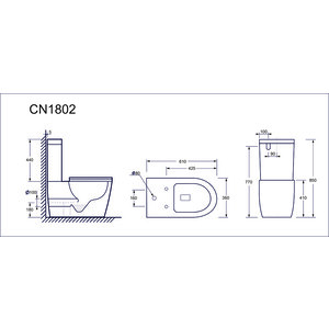 Унитаз (чаша) Ceramicanova Highlight Rimless, с сиденьем микролифт (CN1802-B)