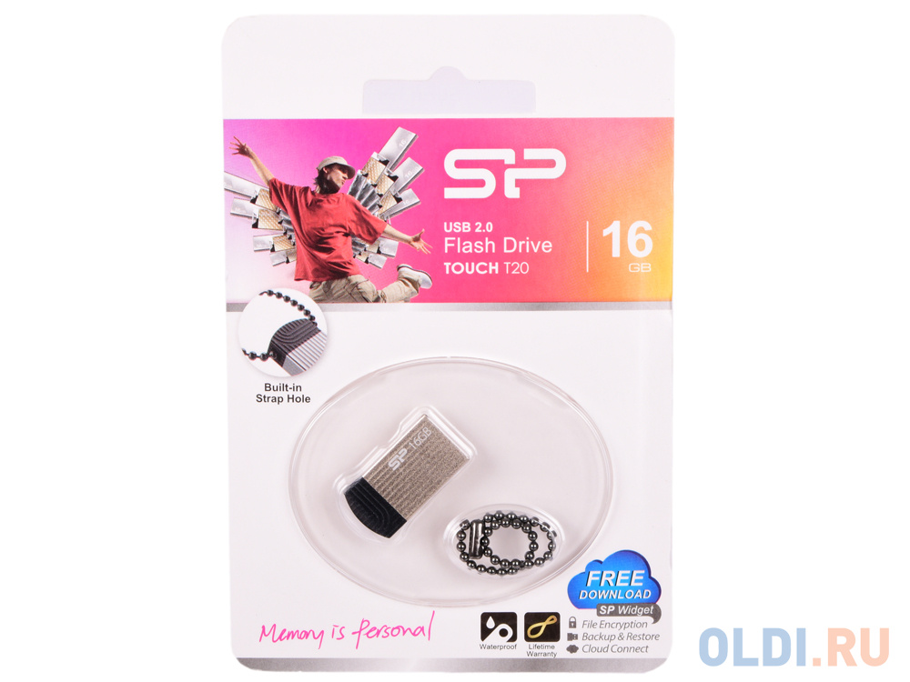 Внешний накопитель 16GB USB Drive <USB 2.0 Silicon Power Touch T20 SP016GBUF2T20V1C серебристый