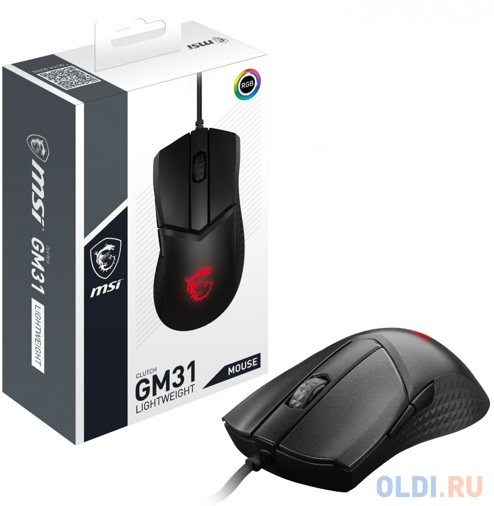 Мышь проводная MSI Clutch GM31 Lightweight чёрный USB