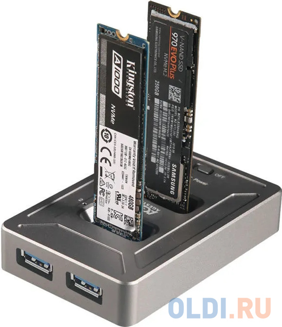 Док-станция SSD AgeStar 31CBNV2H NVMe USB3.2 алюминий серый M2 2280 M-key