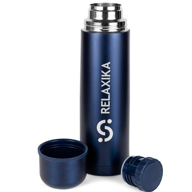 Термос Relaxika + стикерпак 7 вершин 750ml Dark Blue R101.750.3 в Москвe