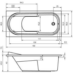 Акриловая ванна Riho Columbia 160x75 с каркасом (B001001005, 2YNVN1013) в Москвe