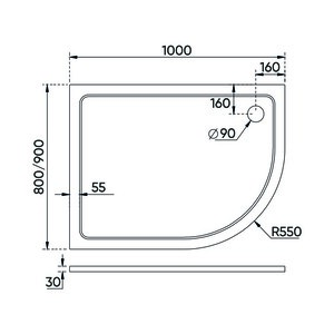 Душевой поддон Veconi Tezeo stone 100х90 правый, на каркасе, без сифона (TZ11R-10090A-01-19C3)