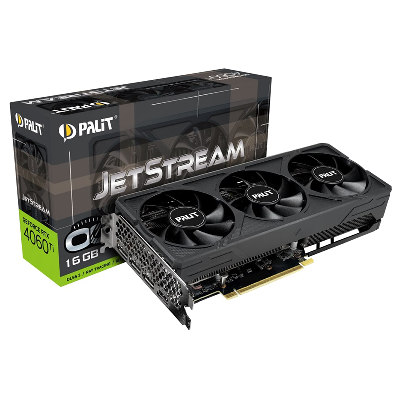 Видеокарта Palit GeForce RTX 4060 Ti JetStream OC 16GB 2310MHz PCI-E 4.0 16384Mb 18000MHz 128-bit HDMI 3xDP NE6406TU19T1-1061J