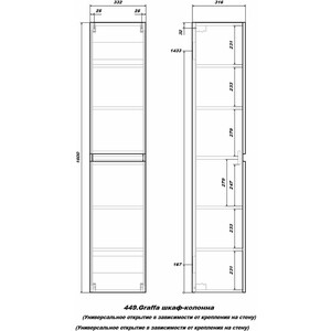 Пенал Sanstar Graffa 35х160 дуб вотан/графит софт (449.1-3.4.1.)