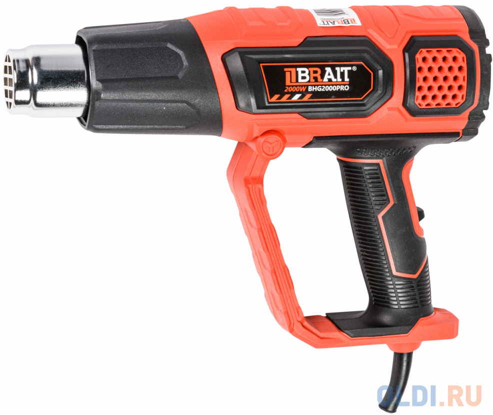 BRAIT Фен строительный BHG2000PRO (2000Вт; макс.темп. 600°С, 5 насадок; 3 скорости; регулировка, эле