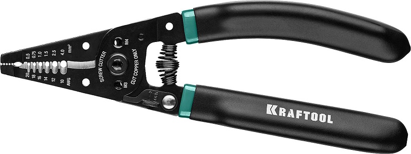 Съемник изоляции (стриппер) от 0.5 мм² до 4 мм², резка провода, KRAFTOOL PK-40 (22659)