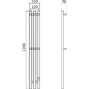 Полотенцесушитель электрический Маргроид Inaro 15x120 правый, черный матовый (Inaro-12012-1081-9005R) в Москвe