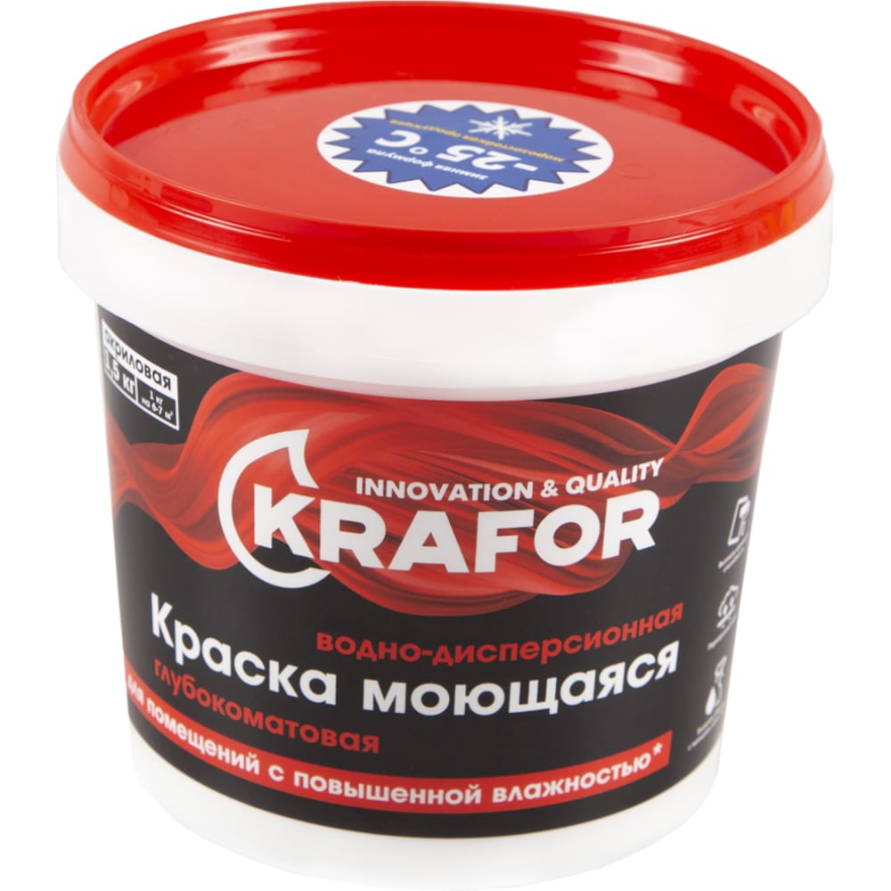 Интерьерная водно-дисперсная моющаяся краска KRAFOR