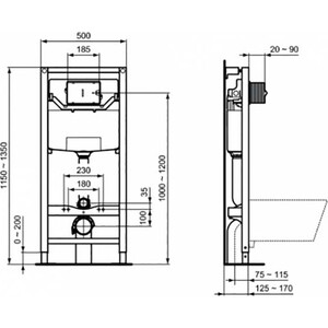 Инсталляция для унитаза Ideal Standard Prosys с клавишей OLEAS P1, хром (R0309AA) в Москвe