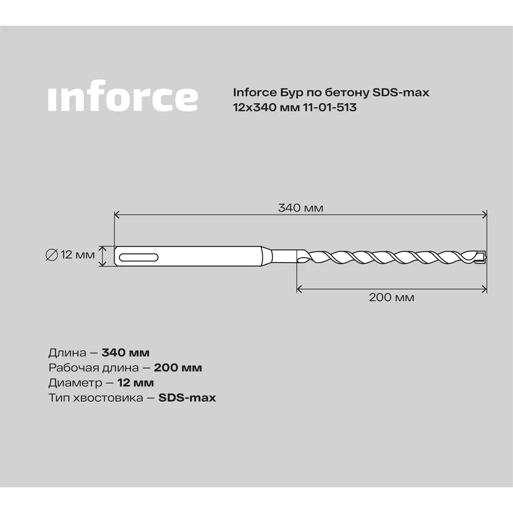 Бур sds-max по железобетону Inforce