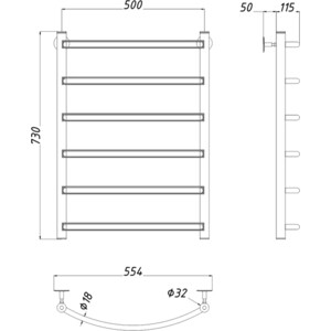 Полотенцесушитель водяной ZOX Дуга ЛЦ 50х80 (4640030862993)