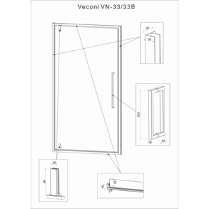 Душевая дверь Veconi Vianno VN-33B 70x195 прозрачная, черная (VN33B-70-01-C7) в Москвe