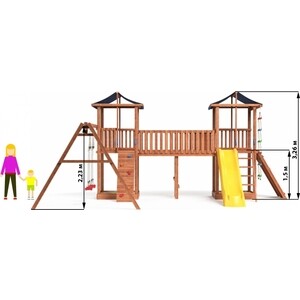 Детская площадка Капризун Спортивный городок 7 крыша тентс качелями (СГ7-Р912-Р923-Тент)