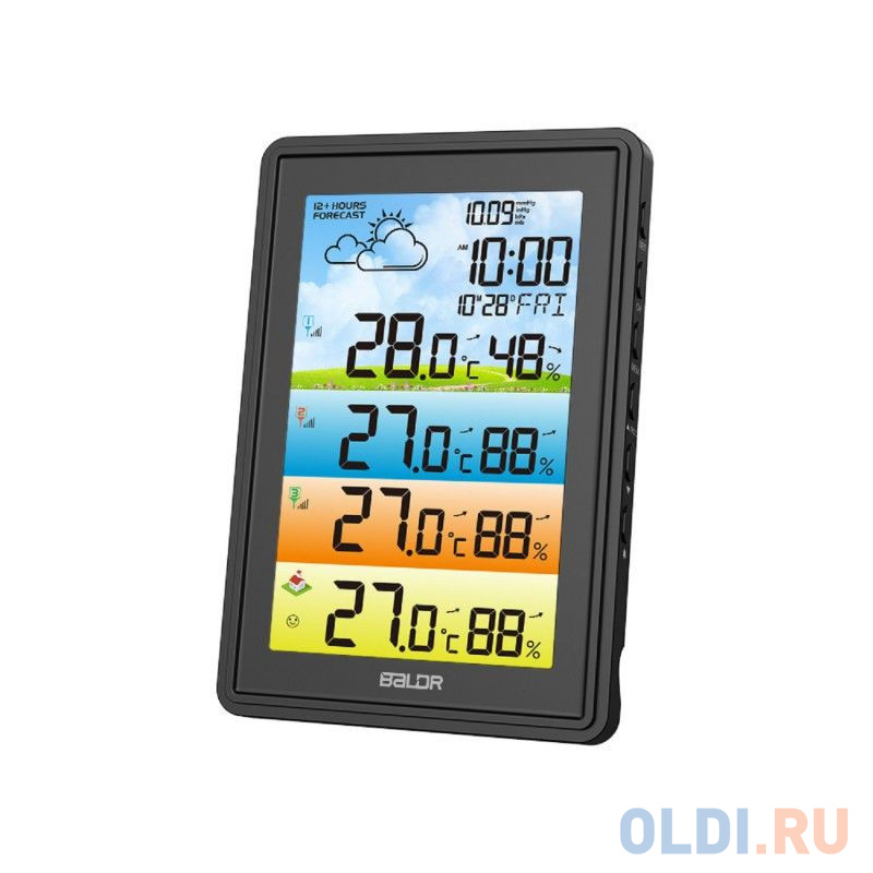 BALDR B0360WST4H4PR-BLACK беспроводная метеостанция с тремя внешними датчиками, черный в Москвe