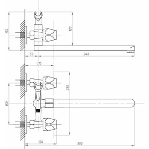 Смеситель для ванны Профсан Евро PSM-159-48 хром