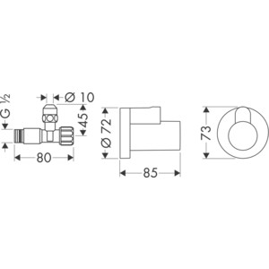 Угловой вентиль Hansgrohe G1/2x3/8 с кожухом, хром (13954000)