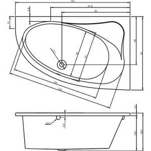 Акриловая ванна Riho Lyra 140x90 L левая, без гидромассажа (B020001005)