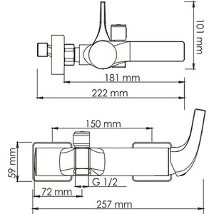 Смеситель для ванны Wasserkraft Sauer глянцевое золото (7101)