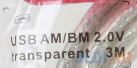 Кабель USB 2.0 AM-BM 3.0м Telecom VUS6900 прозрачная изоляция VUS6900T-3M