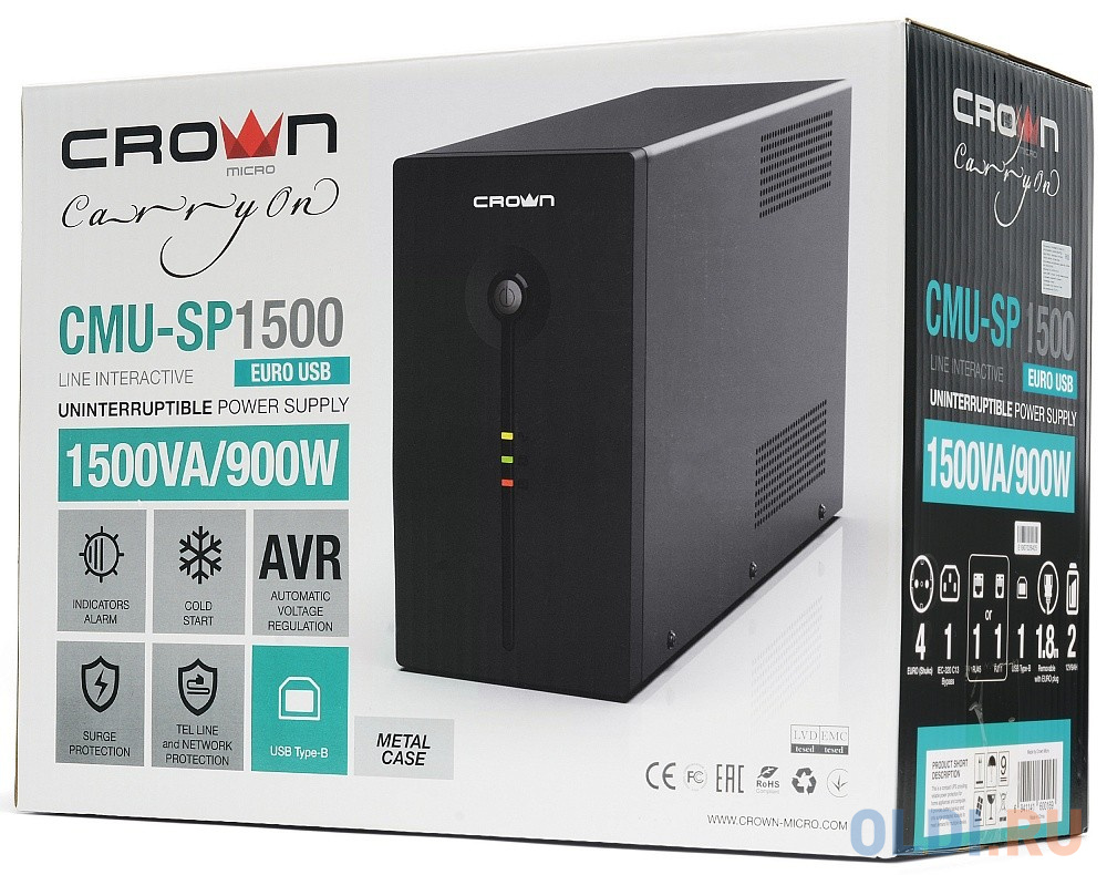 ИБП Crown CMU-SP1500EURO USB 1500VA 6941141600169