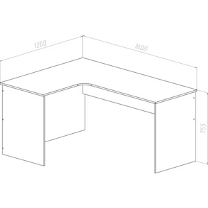 Стол письменный МДК СПУ-П правый, белый