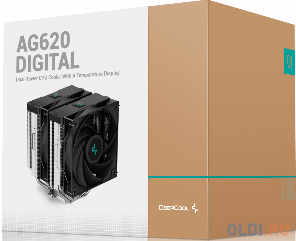 DEEPCOOL AG620 DIGITAL LGA1700/1200/115X/AM5/AM4 (8шт/кор, TDP 260W, PWM, DUAL Fan 120mm, 6 тепл. трубок, черный) RET