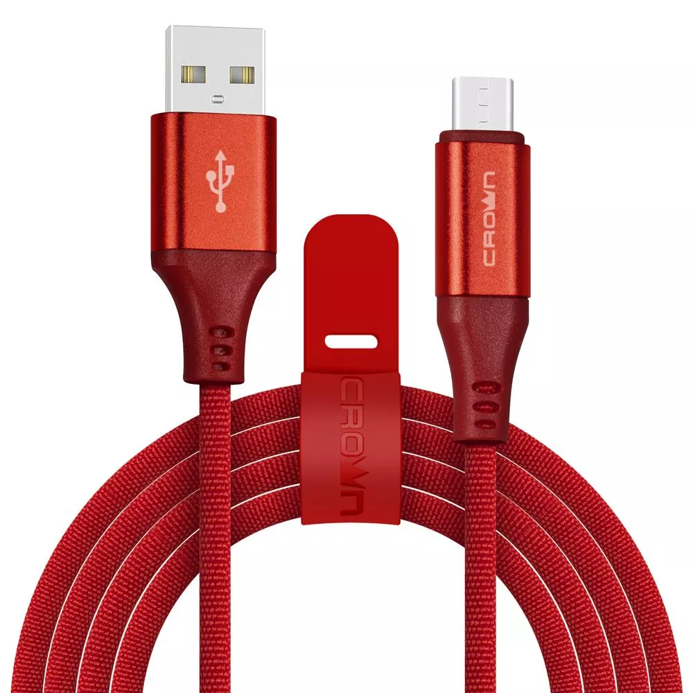 Кабель USB 2.0(Am)-Micro USB 2.0(Bm), 2A, 1м, красный Crown (CMCU-3103M)