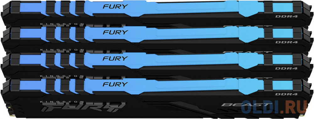 Kingston 32GB 2666MHz DDR4 CL16 DIMM (Kit of 4) FURY Beast RGB