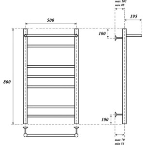 Полотенцесушитель водяной Point П6 500х800 с полкой, хром (PN10158P) в Москвe