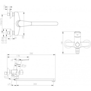 Смеситель для ванны Bravat Line универсальный (F65299C-LB-RUS)