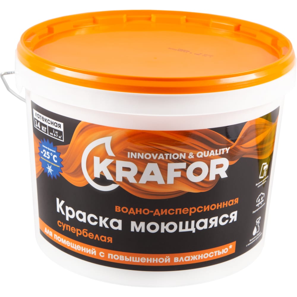 Моющаяся интерьерная латексная краска KRAFOR